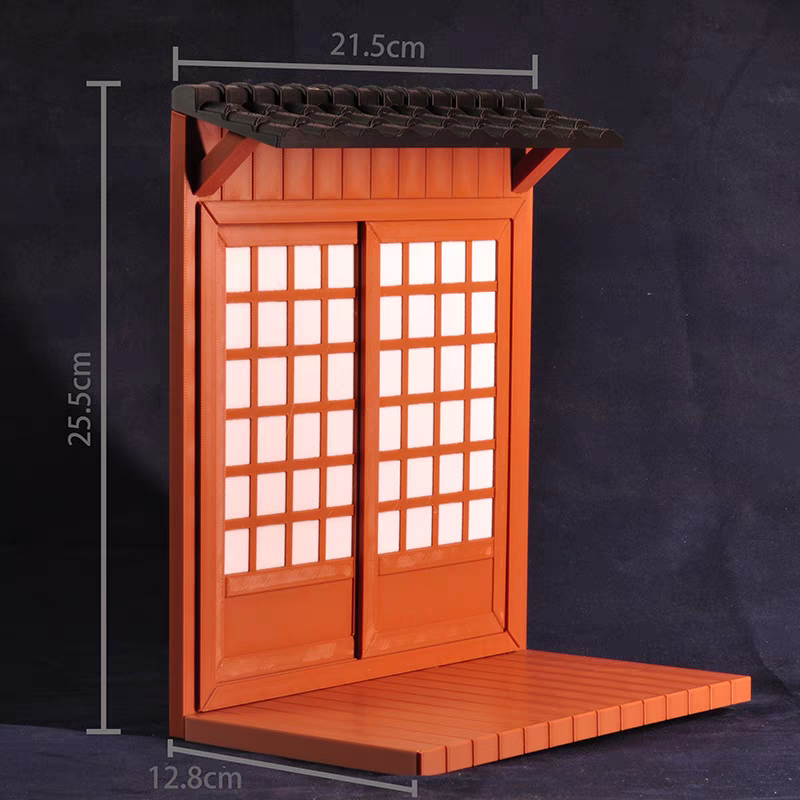 3D Printed Movable Japanese Sliding Door Diorama – 1/12 Scale | Shoji Style Backdrop