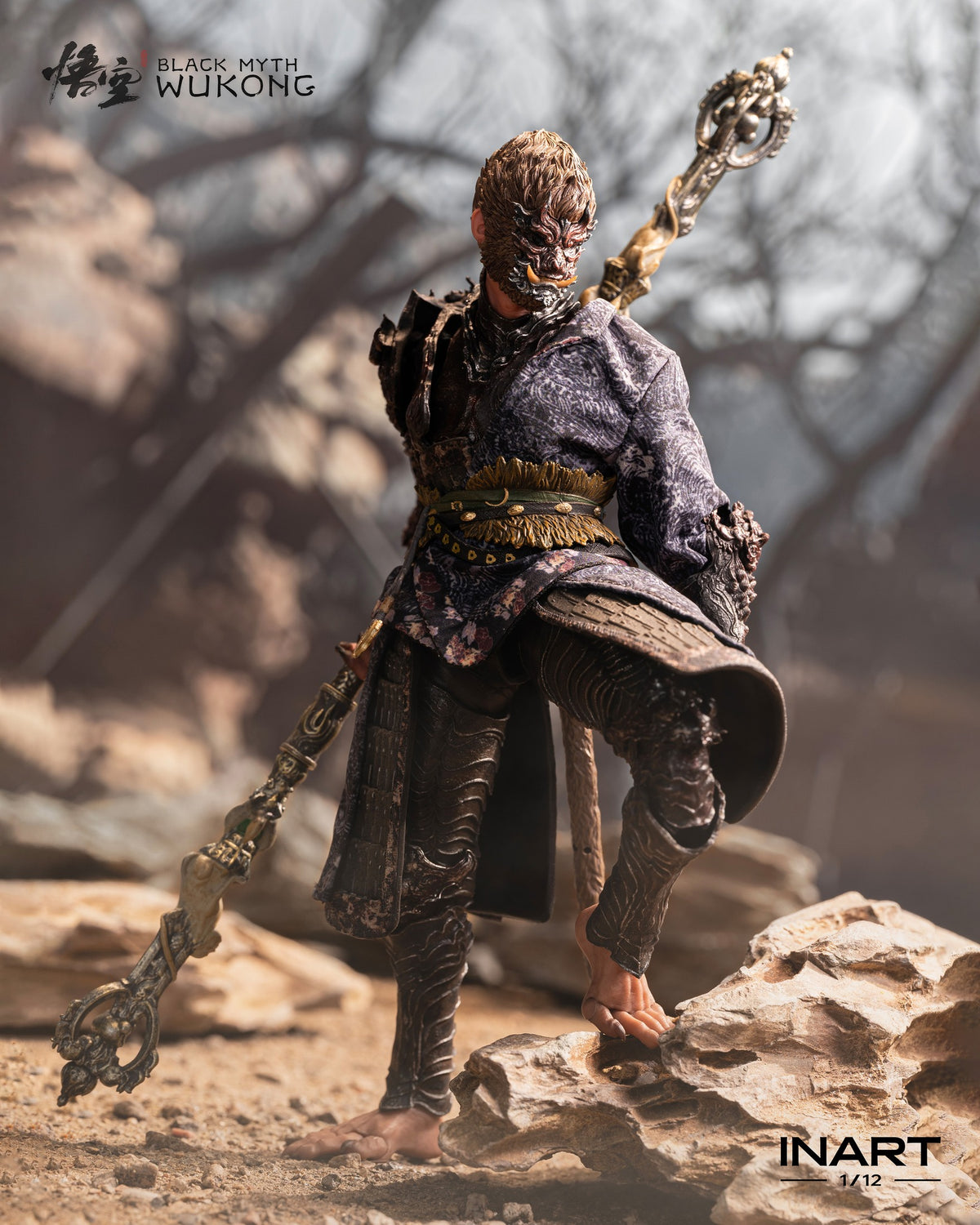 INART x Game Science Black Myth Wukong The Destined One Deluxe Version 1/12 Scale Action Figure with bronze armor and staff