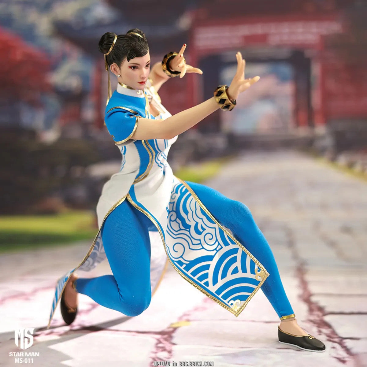 STAR Man MS-011 Street fighter Blue Chun li Version 1/6 Action Figure (Blue Cloud Patterned White Cheongsam Ver.)
