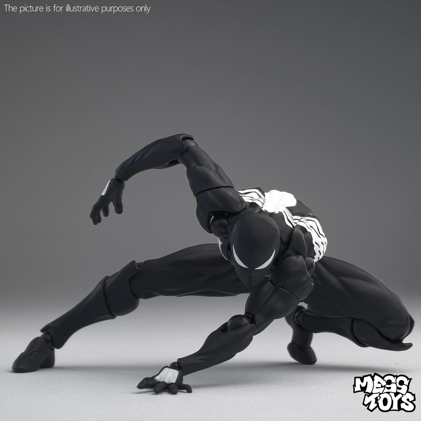 Mess Toys: Symbiote Spider-Man (Black Suit) — 1/12 Scale Action Figure