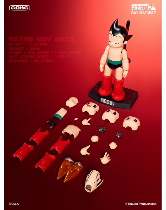 GONG Studio Astro Boy Metal Action Series 1/12 scale action figure with alloy frame and LED features Box content