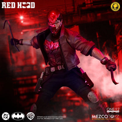 Mezco One 12 Collective Red Hood 1/12 scale DC Comics action figure with weapons and interchangeable heads