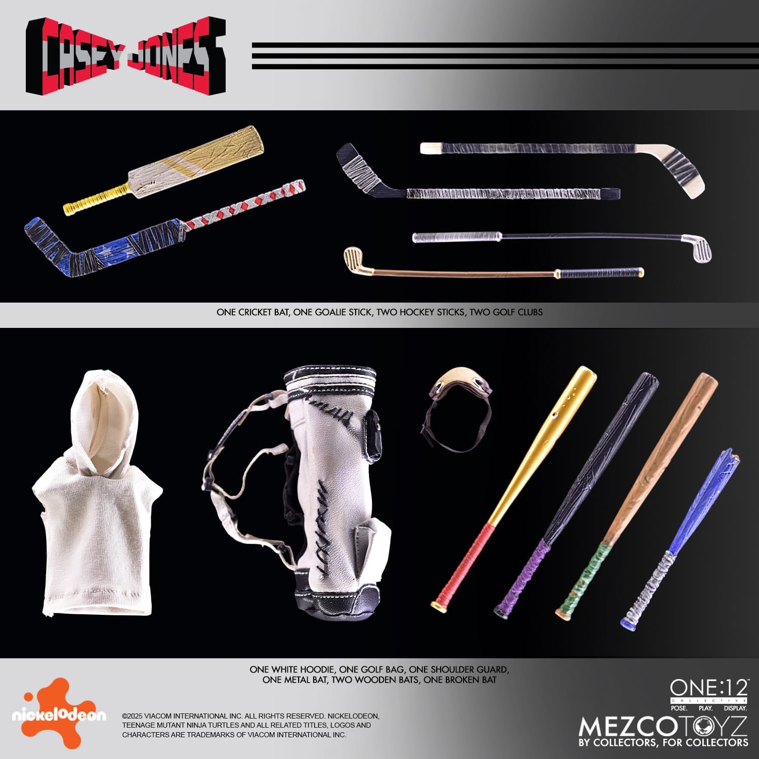 Mezco One:12 Collective Casey Jones 1/12 scale action figure Box content