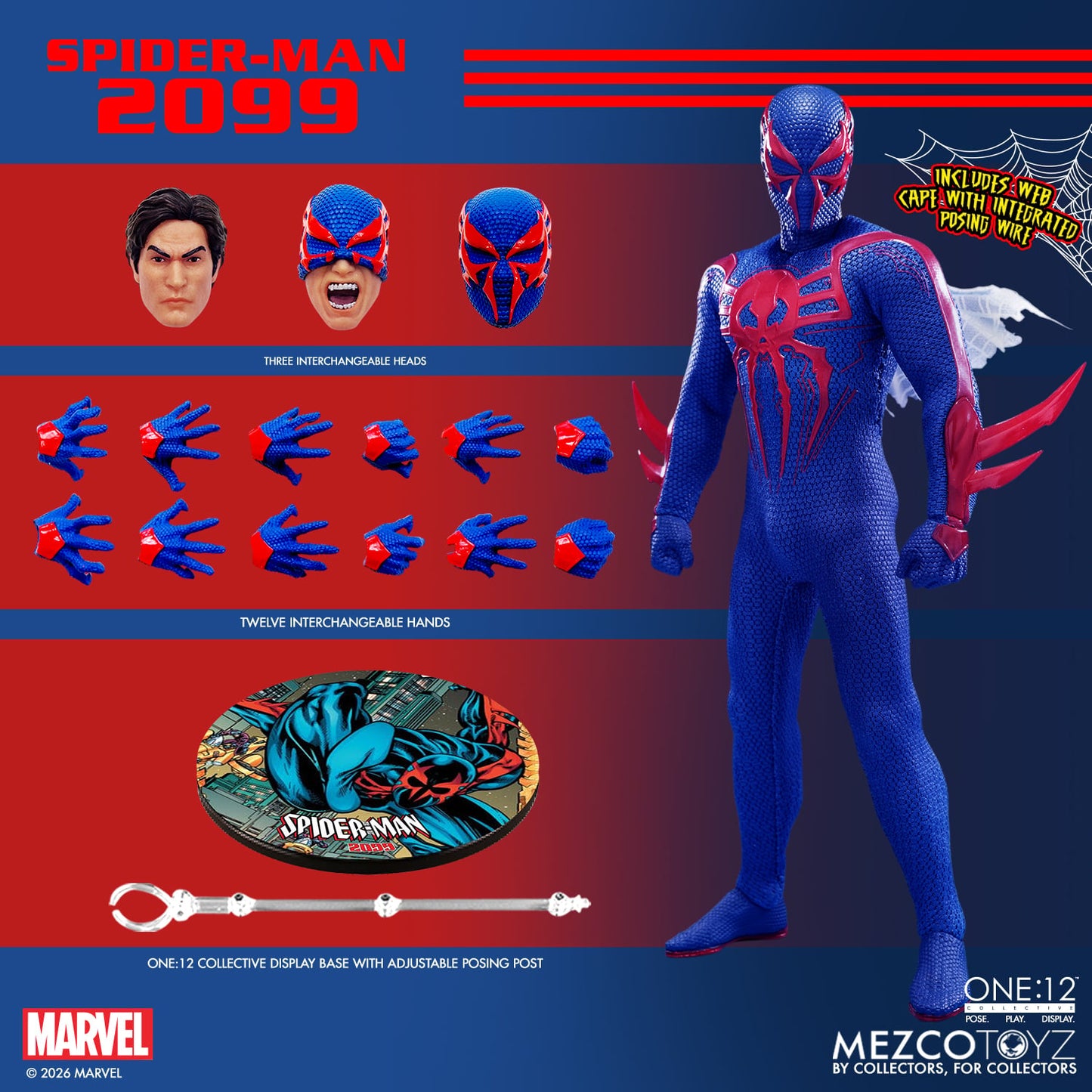 Mezco One 12 Collective Spider Man 2099 1/12 Scale Marvel Action Figure Box content