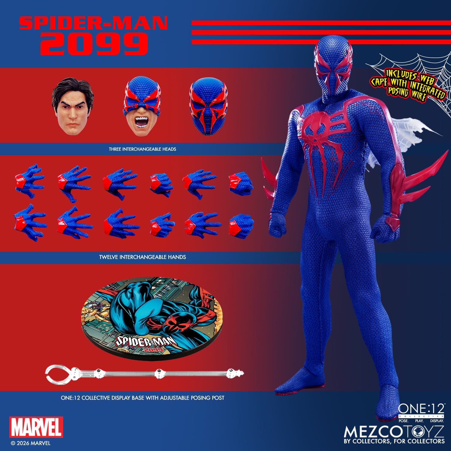 Mezco One 12 Collective Spider Man 2099 1/12 Scale Marvel Action Figure Box content