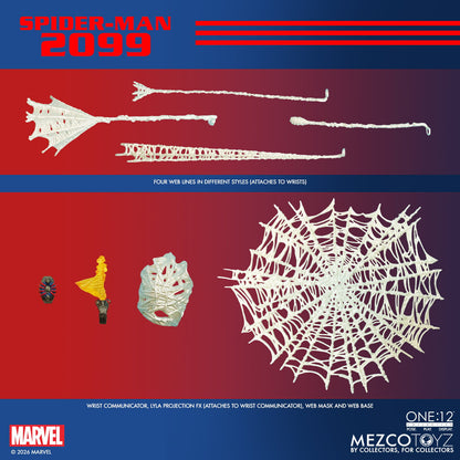 Mezco One 12 Collective Spider Man 2099 1/12 Scale Marvel Action Figure Box content