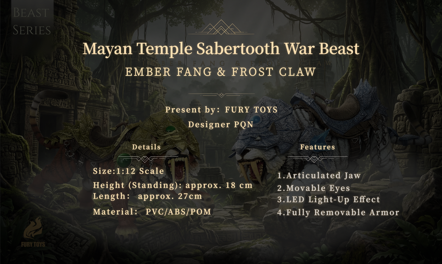 (Pre-order) FURY TOYS Beast Series Maya Temple Tiger Ember Fang / Frost Claw FT01/02/03/04 1/12 Action Figure