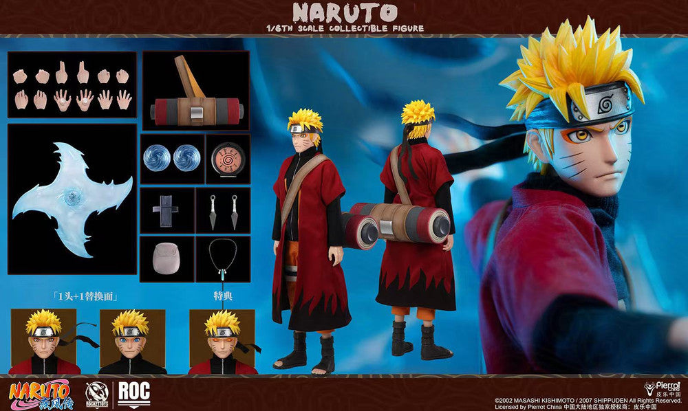 Rocket Toys ROC-011 Naruto Sage Mode Sennin Version 1/6 scale action figure with LED Rasengan and accessory pack