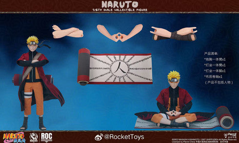 Rocket Toys ROC-011 Naruto Sage Mode Sennin Version 1/6 scale action figure with LED Rasengan and accessory pack