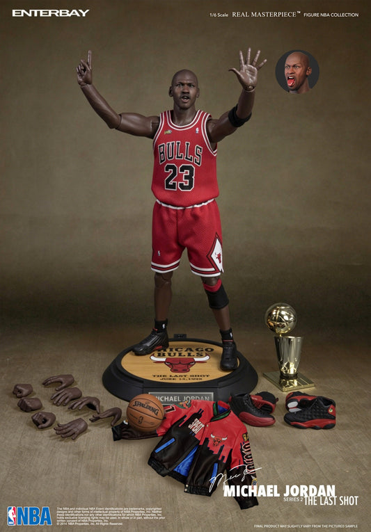 Enterbay Michael Jordan Last Shot 1/6 scale action figure with Chicago Bulls jersey and accessories