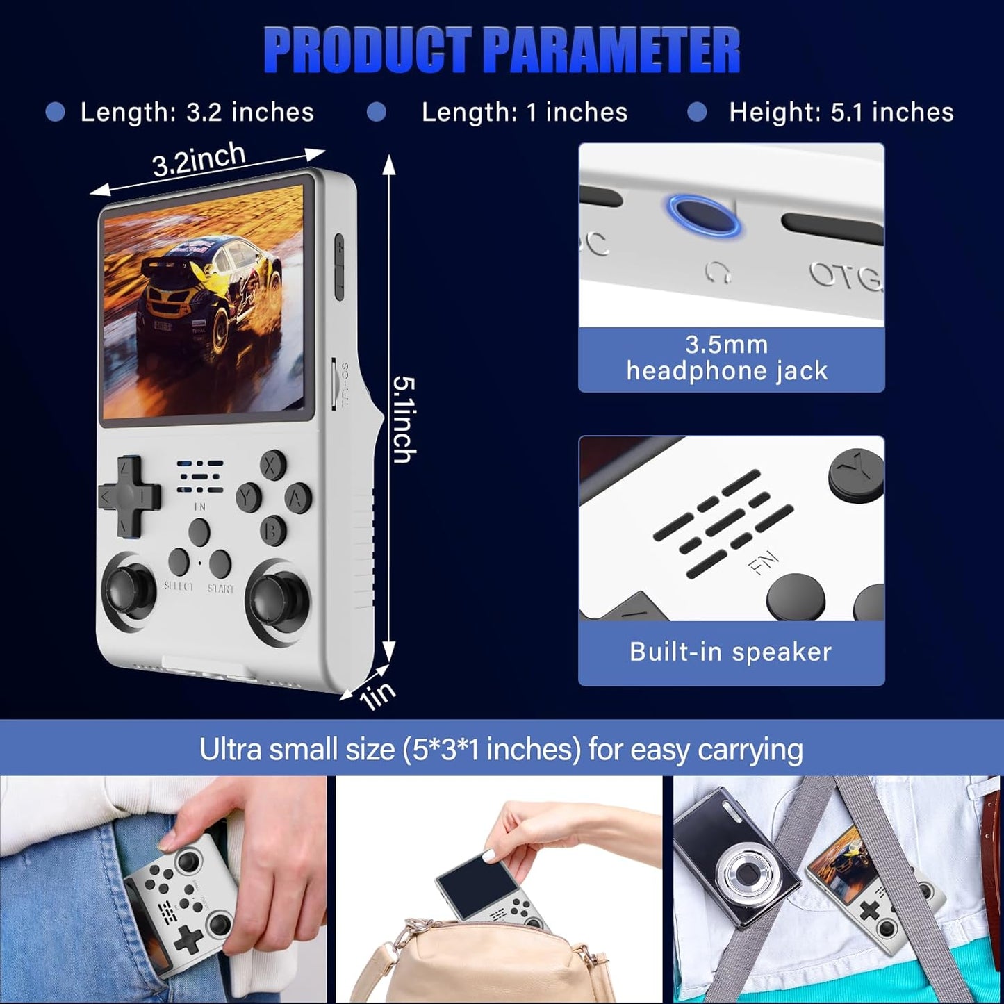 R40S PRO Handheld Game Console15000+ Games Mini Retro Console 3800mAh Portable Pocket Arcade