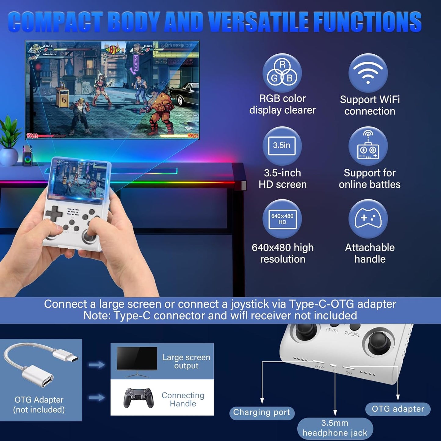 R40S PRO Handheld Game Console15000+ Games Mini Retro Console 3800mAh Portable Pocket Arcade