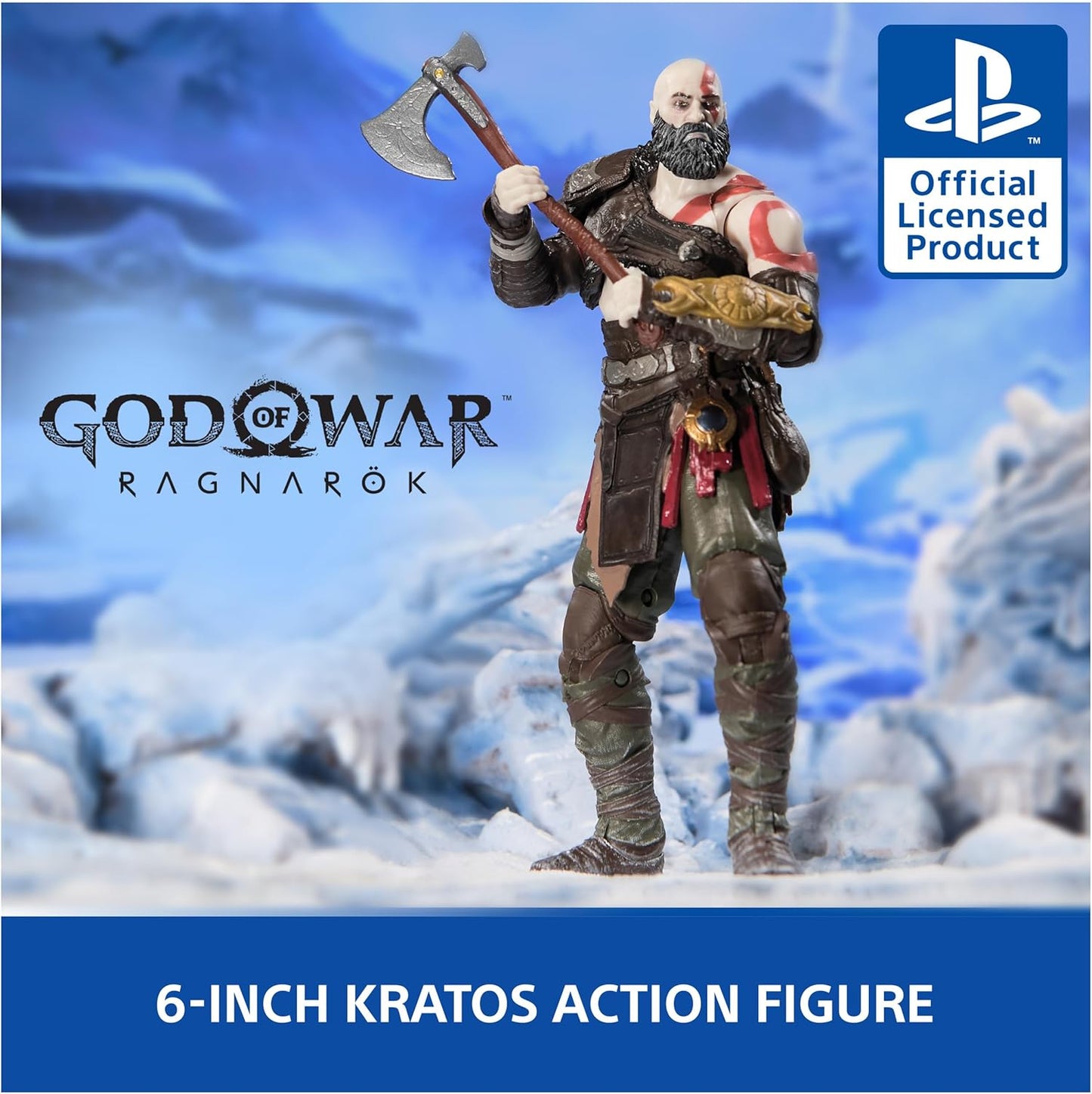 PlayStation God of War Ragnarök, 6” Kratos Action Figure with 5 Accessories