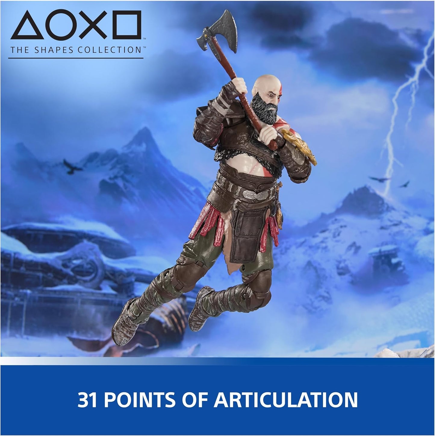 PlayStation God of War Ragnarök, 6” Kratos Action Figure with 5 Accessories