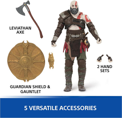 PlayStation God of War Ragnarök, 6” Kratos Action Figure with 5 Accessories