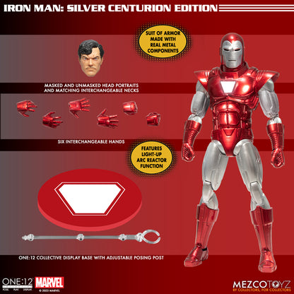 Mezco toys One:12 Collective Iron Man: Silver Centurion action figure