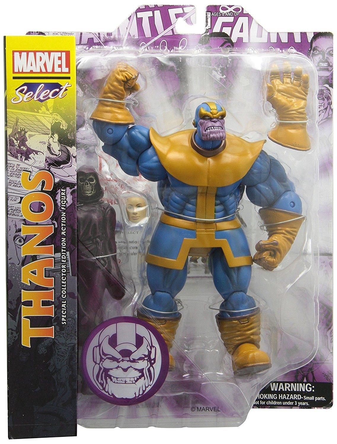 Marvel Select Thanos 9-inch action figure by Diamond Select Toys with Infinity Gauntlet effects and display base