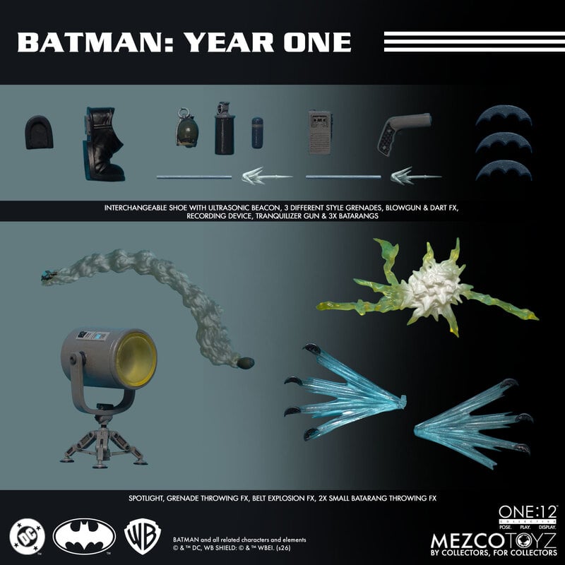Mezco One:12 Collective Batman Year One figure Box content
