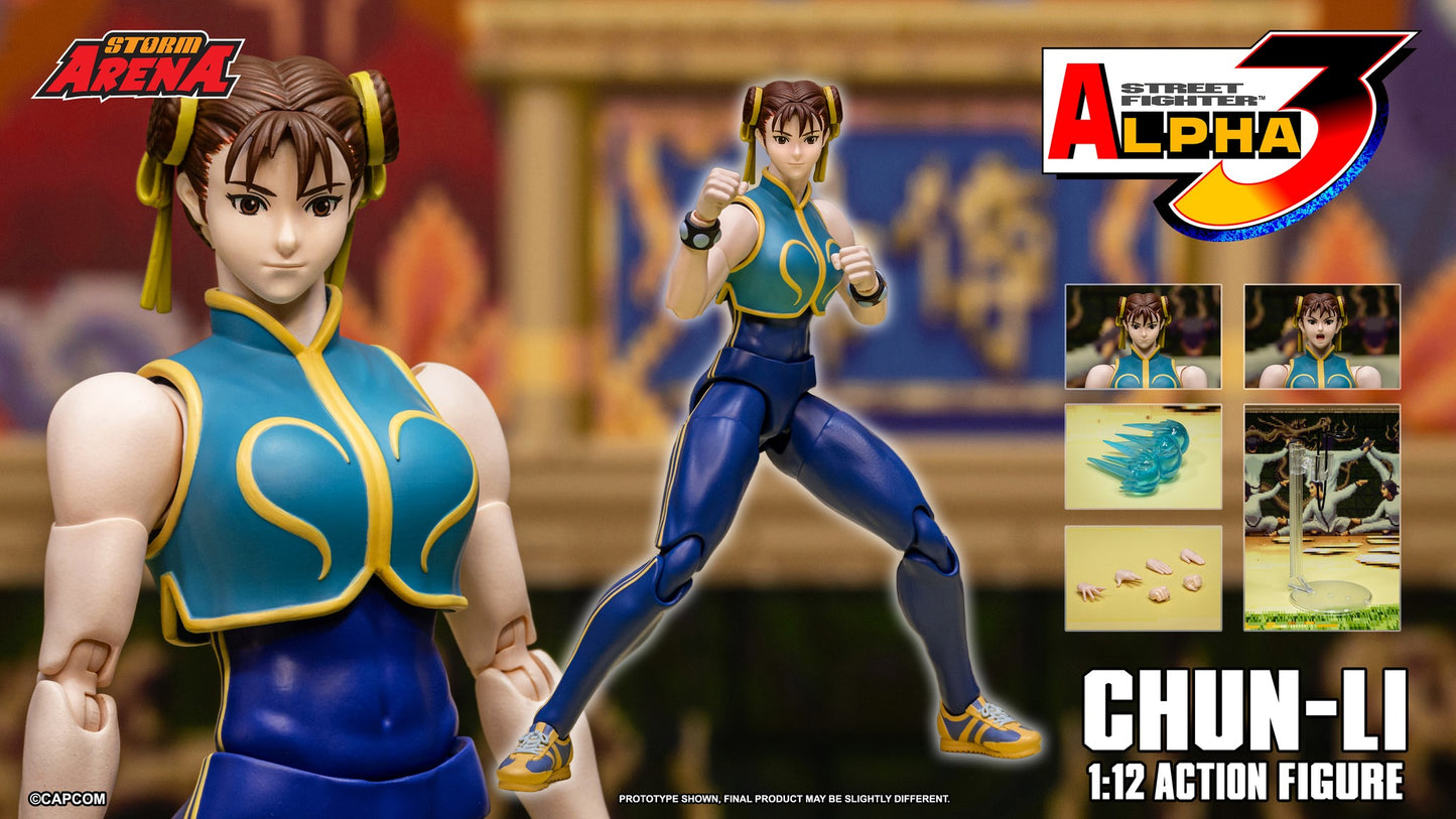Storm Collectibles Chun-Li 1/12 Action Figure from Street Fighter Alpha 3 with Hundred-Crack Kick effect –Box content