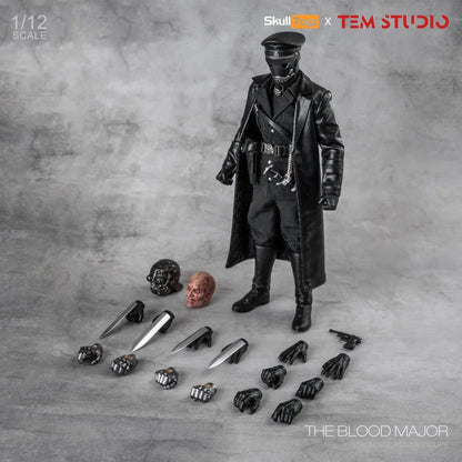 TEM STUDIO Skull Toyz The Blood Major 1/12 Action Figure TEMS002 collectible figure with masked head and military coat Box content