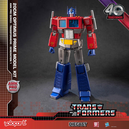 YOLOPARK AMK PRO Transformers G1 Optimus Prime action figure with weapons and Energon display base