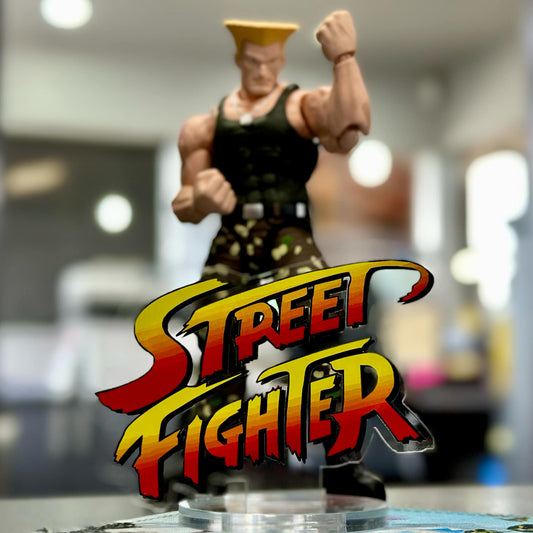 Street Fighter 1/12 Scale Acrylic Sign Diorama Accessory with Detachable Round Stand