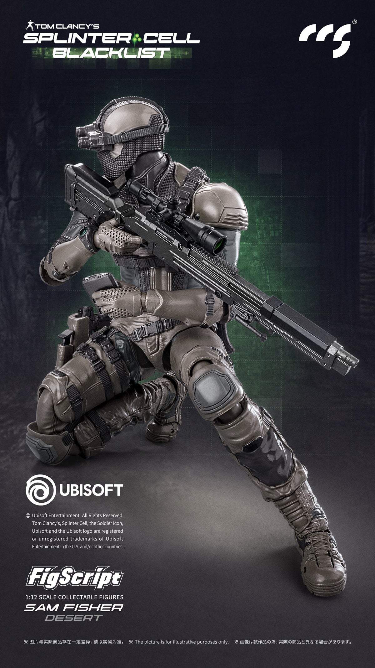 CCSToys FigScript Splinter Cell Blacklist Sam Fisher Desert Version 1/12 action figure – view 5 – SugoiCollectible New Zealand