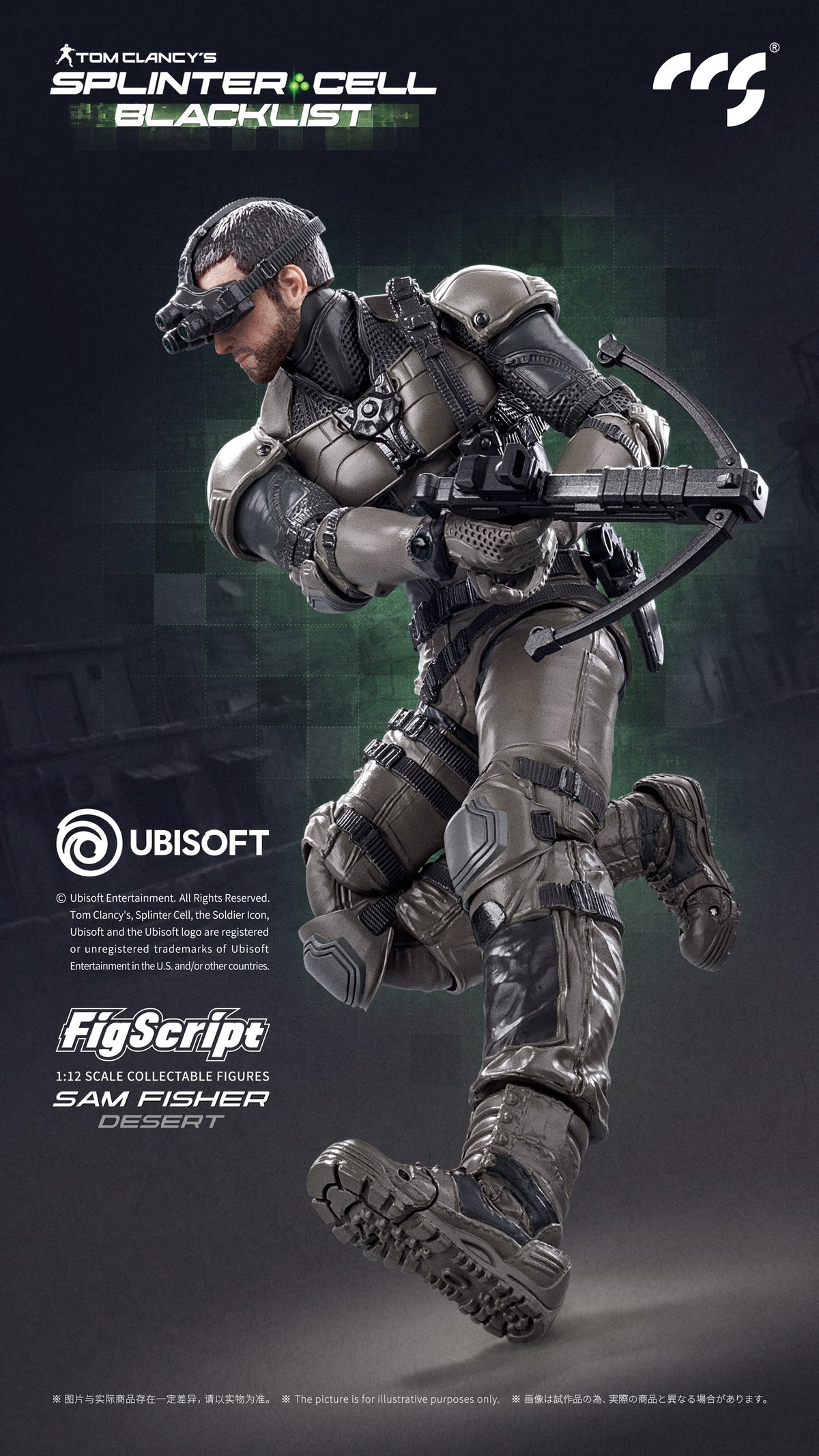 CCSToys FigScript Splinter Cell Blacklist Sam Fisher Desert Version 1/12 action figure – view 8 – SugoiCollectible New Zealand