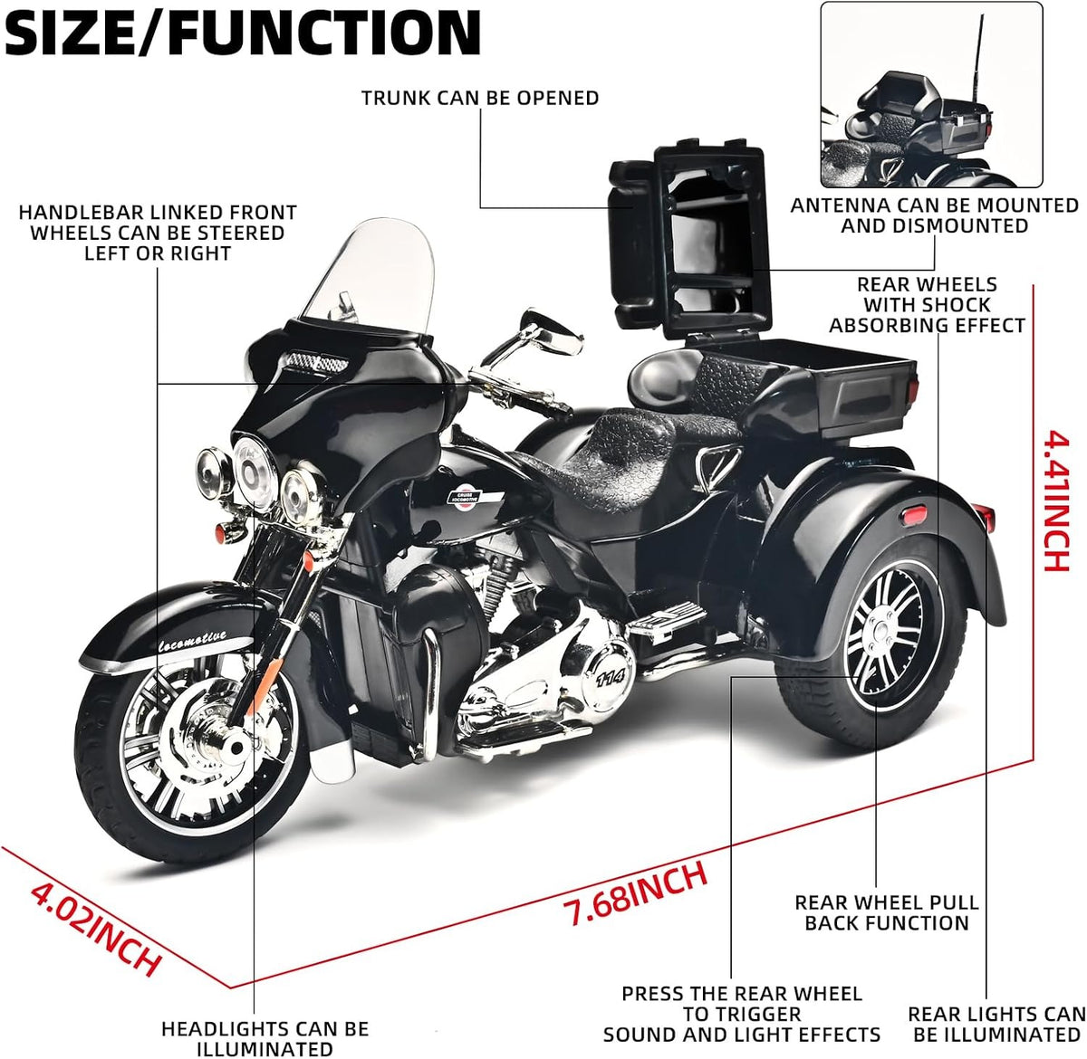 Harley-Style CVO-Inspired 1/9 Scale Diecast Motorcycle Model – Black