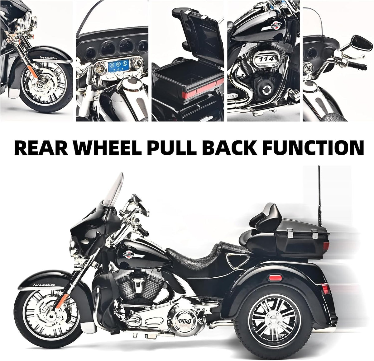 Harley-Style CVO-Inspired 1/9 Scale Diecast Motorcycle Model – Black