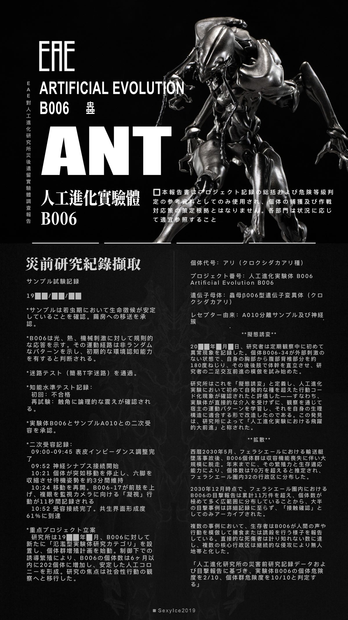SEXYICE Artificial Evolution Experiment: Ant - Insect Series B006 1/12 Scale Action Figure