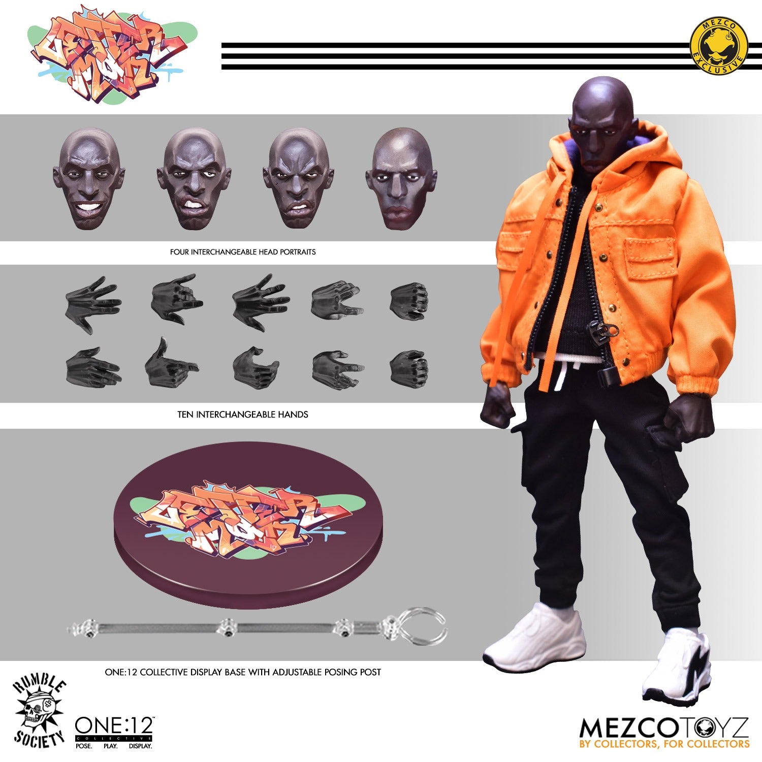 Mezco One:12 Collective Hoodz Letterman 1/12 Scale Action Figure Box content