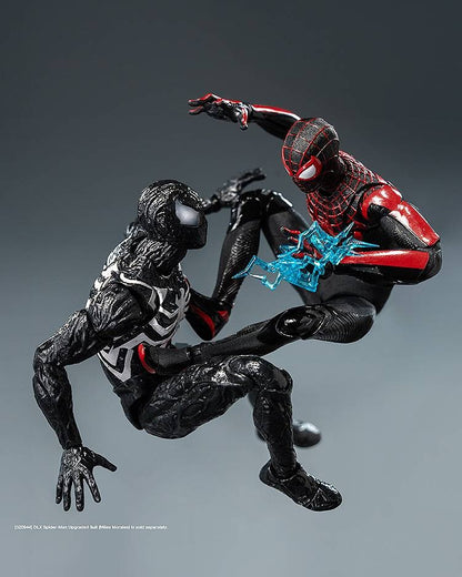threezero DLX Marvel's Spider-Man 2 Spider-Man Symbiote Suit Peter Parker 1/12 Scale Action Figure with symbiote tendrils