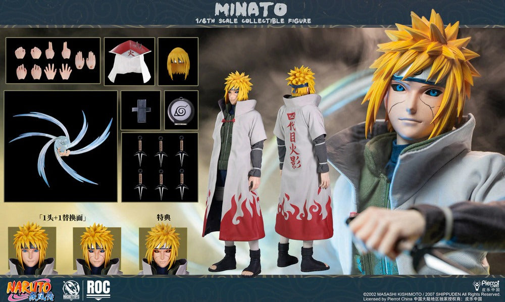 Rocket Toys ROC-015 Minato Namikaze Fourth Hokage Version 1/6 scale action figure Box content