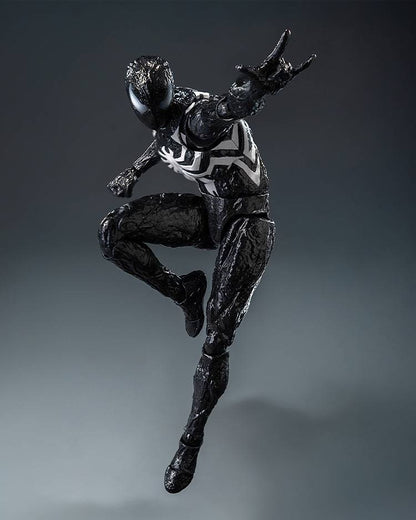 threezero DLX Marvel's Spider-Man 2 Spider-Man Symbiote Suit Peter Parker 1/12 Scale Action Figure with symbiote tendrils