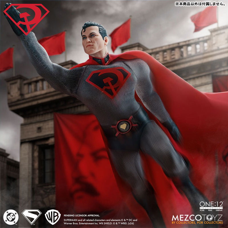 Mezco One:12 Collective Red Son Superman 1/12 scale action figure with wired cape and accessories