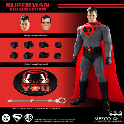 Mezco One:12 Collective Red Son Superman 1/12 scale action figure Box content