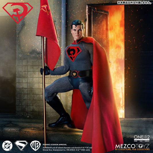 Mezco One:12 Collective Red Son Superman 1/12 scale action figure with wired cape and accessories