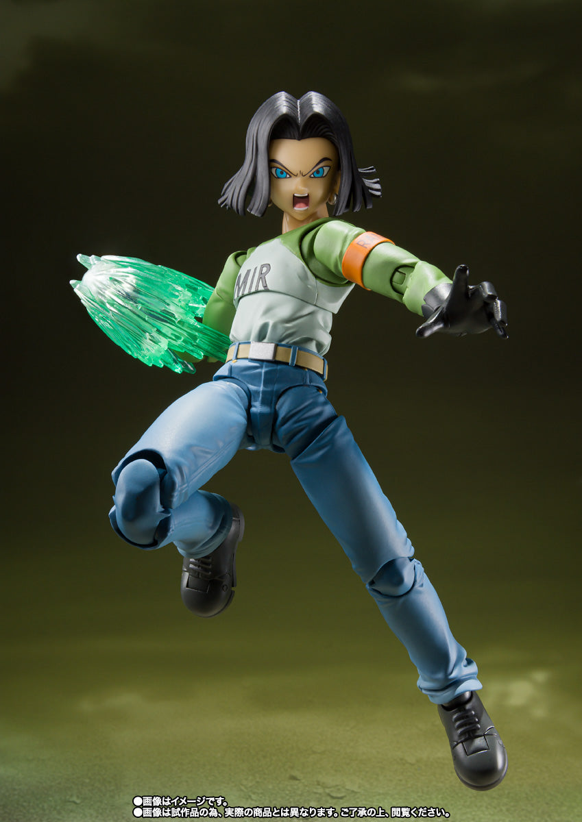 Bandai Dragon Ball Super S.H.Figuarts Android 17 Universe Survival Saga 1/12 Action Figure Effect