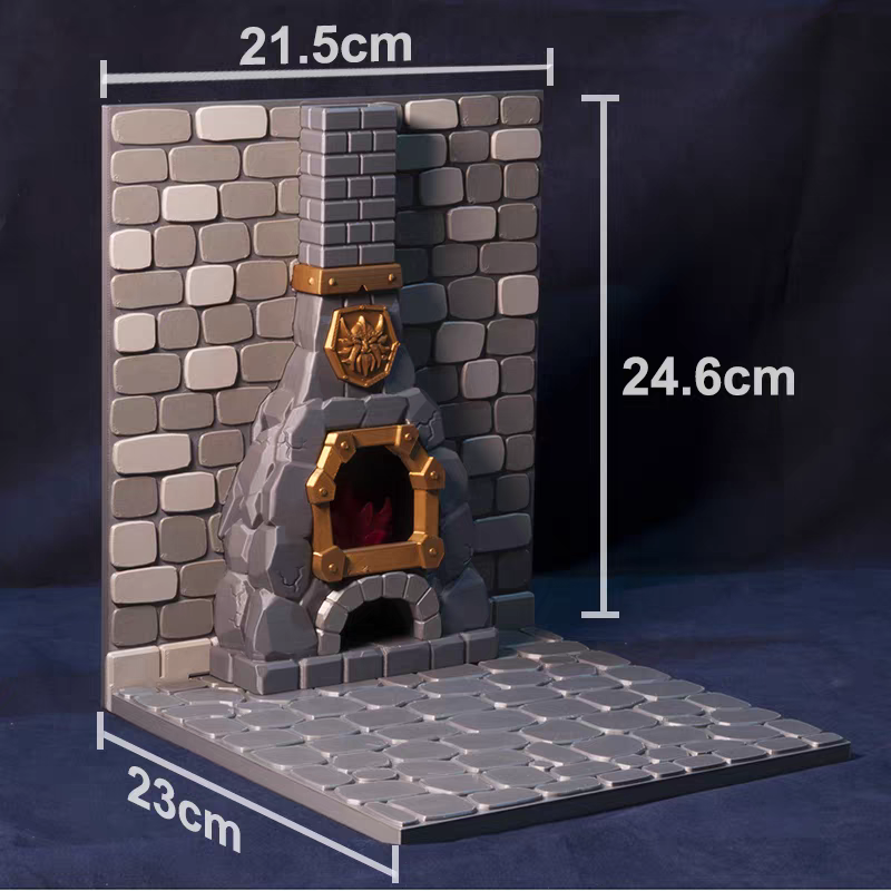 1/12 Scale Grey Brick Dungeon Scene Black Smith Weapon Shelf Diorama
