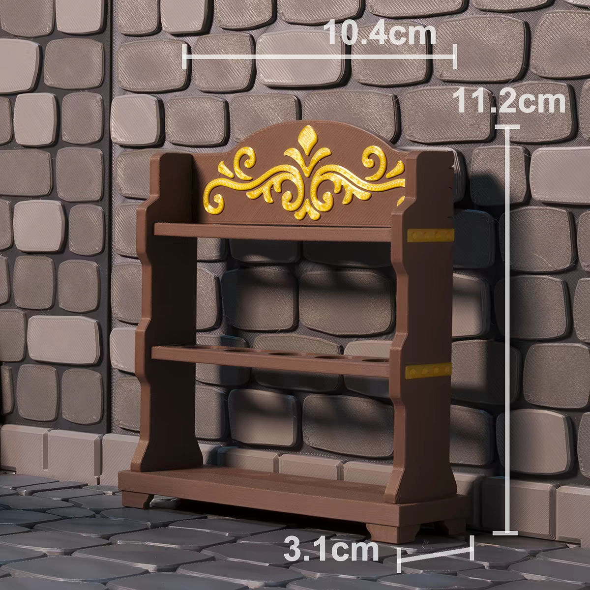 1/12 Scale Grey Brick Dungeon Scene Black Smith Weapon Shelf Diorama