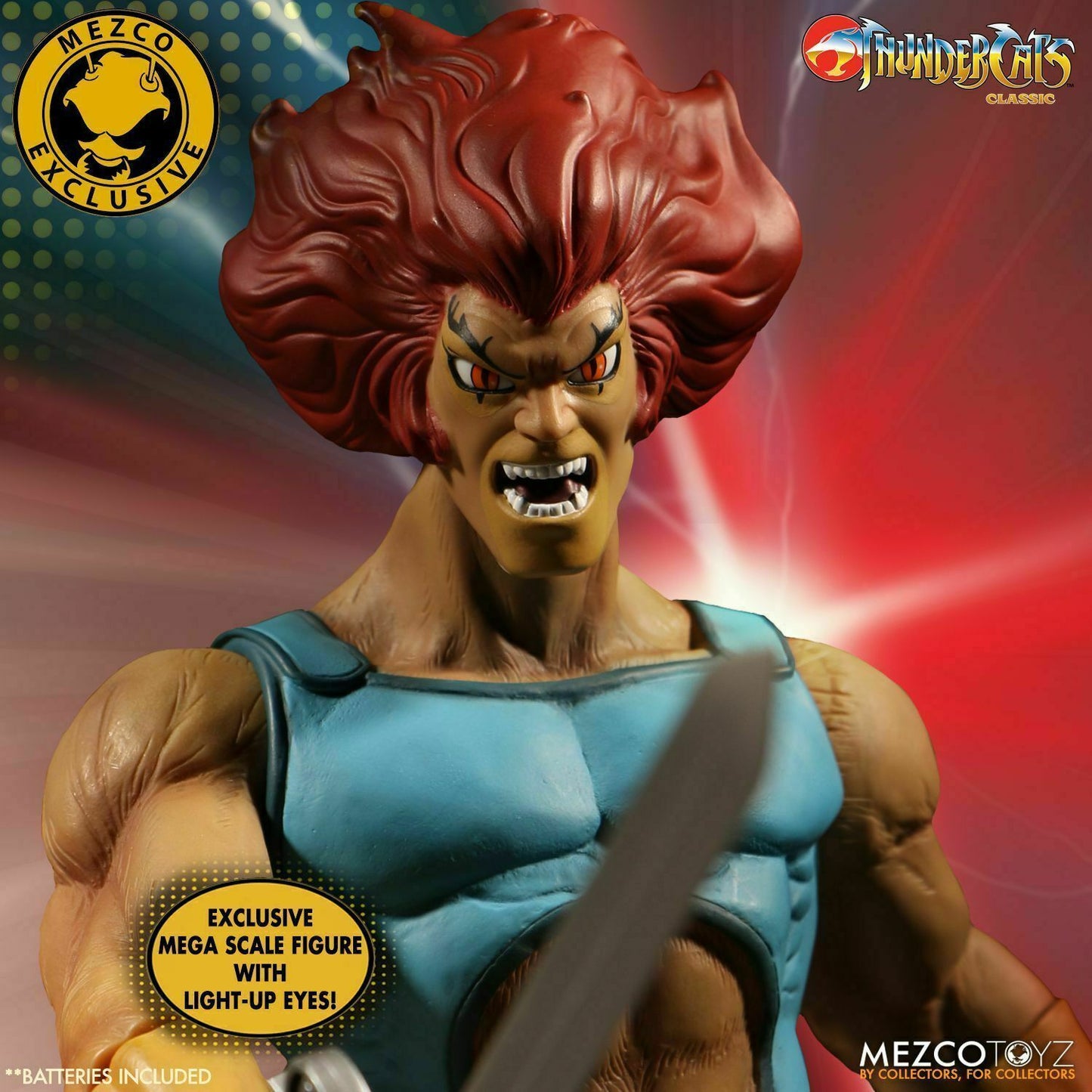 Mezco Toyz Thundercats Lion-o With Light up Eyes SDCC Mega Scale 14inch