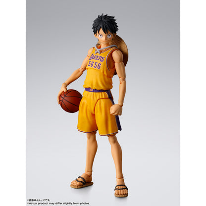 S.H.Figuarts ONE PIECE NBA Monkey D Luffy Los Angeles Lakers version action figure with basketball and stand