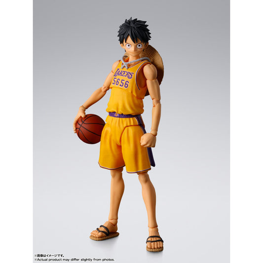 S.H.Figuarts ONE PIECE NBA Monkey D Luffy Los Angeles Lakers version action figure with basketball and stand