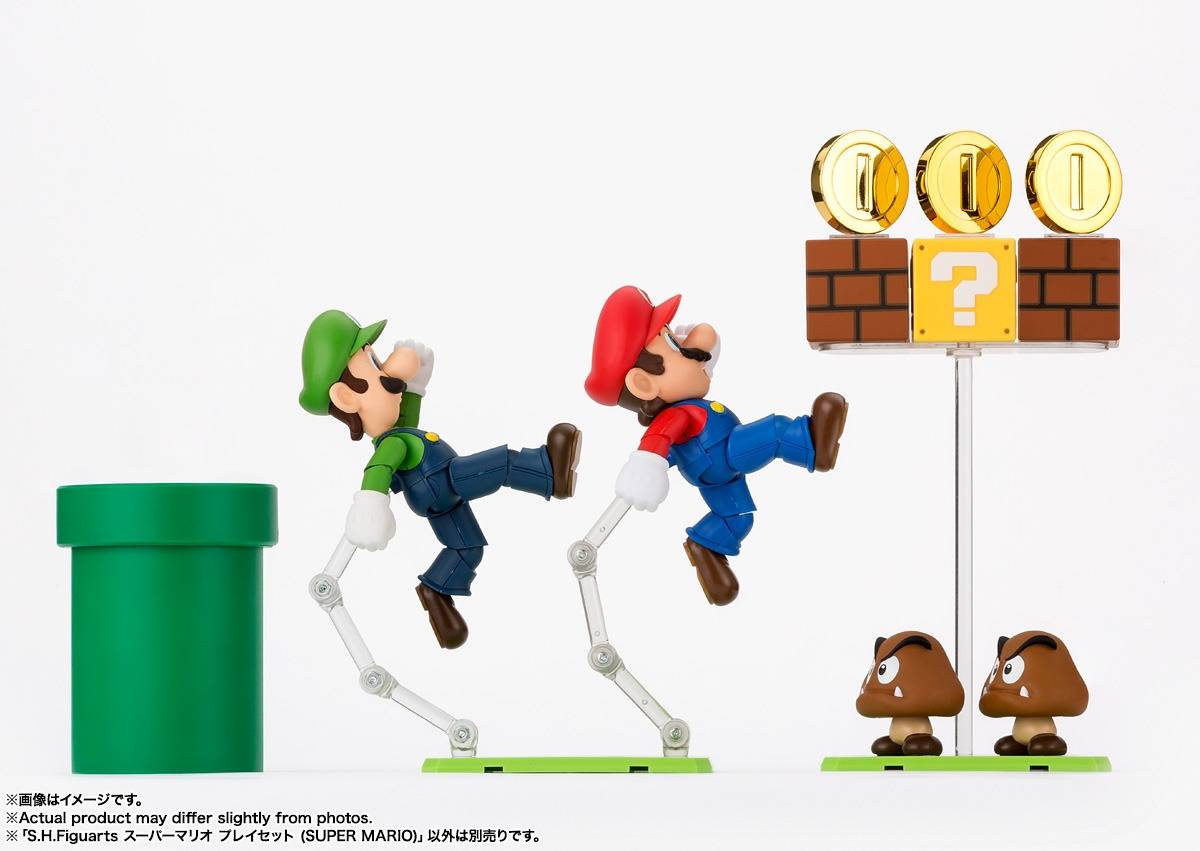 Bandai S.H.Figuarts Super Mario Brothers Playset – Super Mario 1/12 Action Figure Diorama Set