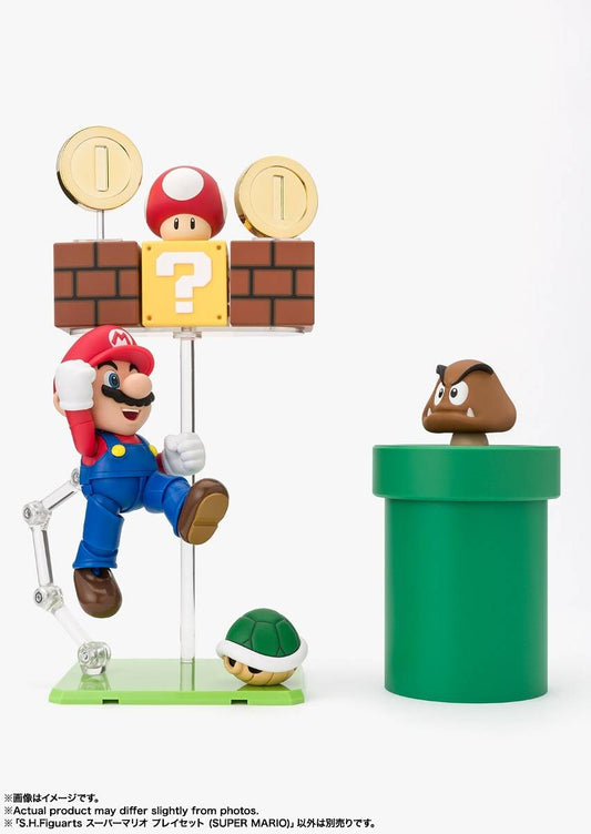 Bandai S.H.Figuarts Super Mario Brothers Playset – Super Mario 1/12 Action Figure Diorama Set