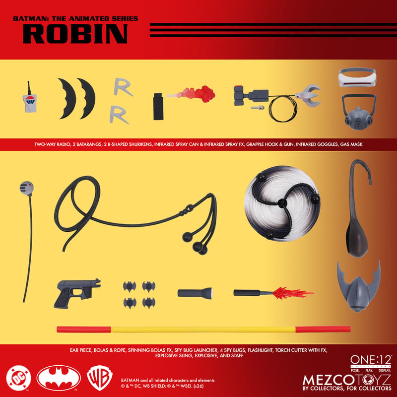 Mezco One 12 Collective Robin Batman The Animated Series 1/12 action figure Box Content