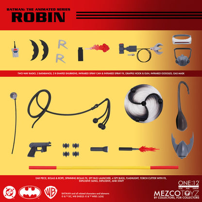 Mezco One 12 Collective Robin Batman The Animated Series 1/12 action figure Box Content